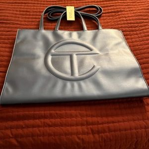 Large Telfar cobalt blue shopping bag